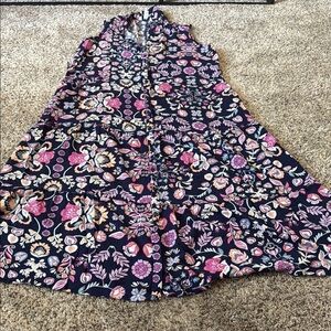 Croft & Barrow Pink and White Ruffled Maxi Skirt